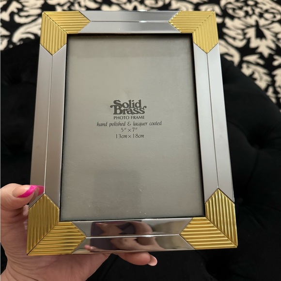 Vintage Solid Brass & Chrome Art Deco Revival Ornate Photo Frame 5x7 EUC 80s 90s - Picture 8 of 11